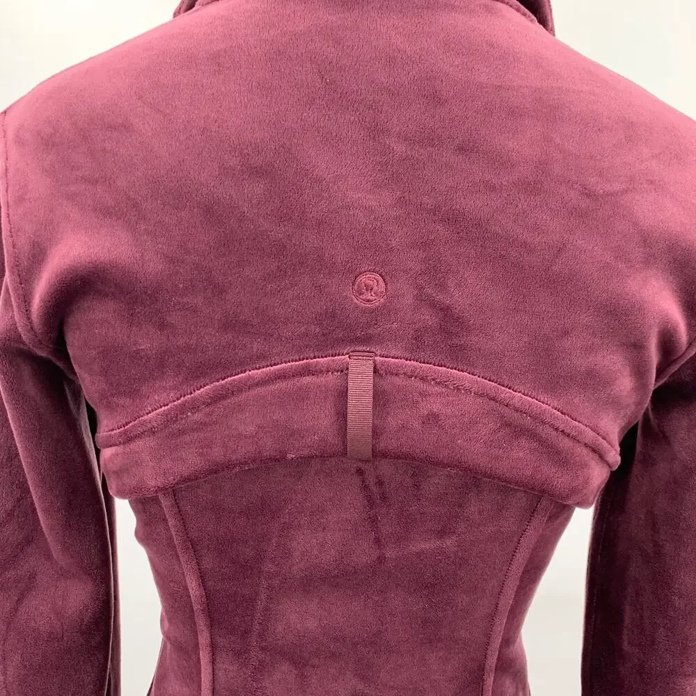 Lululemon Jacket Women 4 Crimson Define Velour Form Fitting Textured Performance